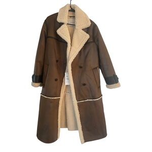 Bershka Brown Teddy Jacket with Cream Lining